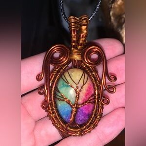 Solar rainbow quartz necklace
